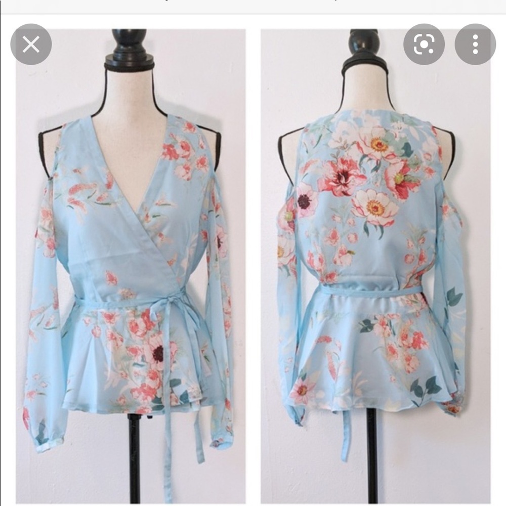 Yujin Kim Floral Wrap Long Sleeve Blouse